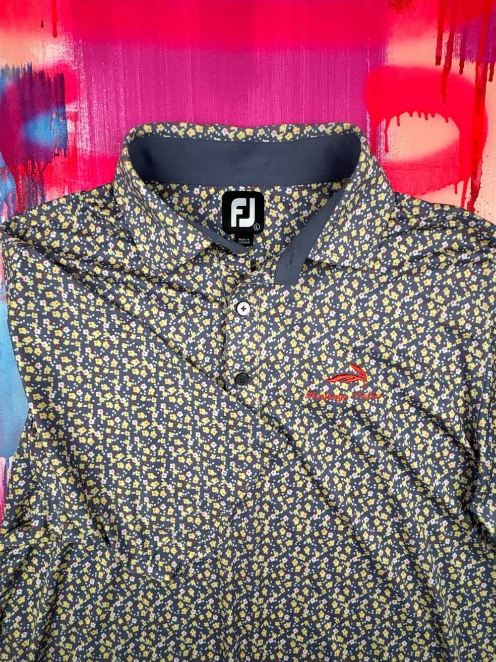 FootJoy Lisle Floral Golf Polo Shirt Heritage Palms Embroidered